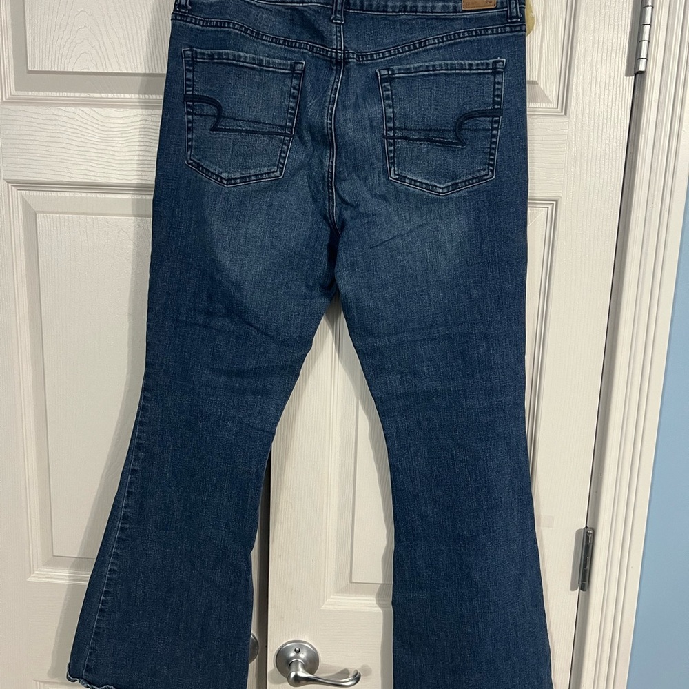 American Eagle Outfitters Dark Blue Flare Jeans - Picture 2 of 4